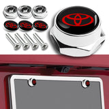 TOYOTA Stainless Steel Black License Plate Frame 2pcs with Caps Bolt Brand New SET