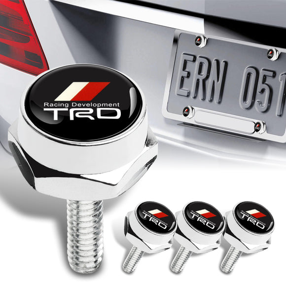 For TRD Racing Car License Plate Frame Screw Bolt Cap Cover Screw Bolts Nuts X4
