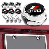 New TRD 2 pcs Stainless Steel License Plate Frame with Caps Bolt Screw Set