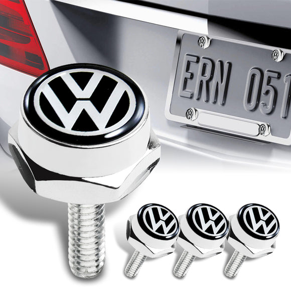VOLKSWAGEN VW 4PCS New Car License Plate Frame Chrome Screw Bolt Cap Cover Fit For All Models