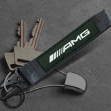 For Mercedes-AMG Racing Logo Keychain Metal Key Ring Hook Strap Nylon Lanyard