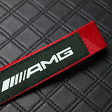 For Mercedes-AMG Racing Logo Keychain Metal Key Ring Hook Red Strap Nylon Lanyard