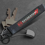 For Dodge Racing Logo Keychain Metal Key Ring Hook Black Strap Nylon Lanyard