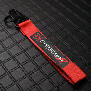 For Dodge Racing Logo Keychain Metal Key Ring Hook Red Strap Nylon Lanyard