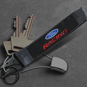 Ford Racing Black keychain with Metal Key Ring