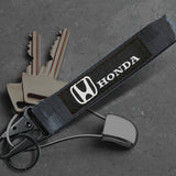 For Honda Racing Logo Keychain Metal Key Ring Hook Black Strap Nylon Lanyard