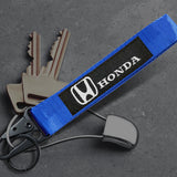For Honda Racing Logo Keychain Metal Key Ring Hook Blue Strap Nylon Lanyard