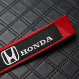 Honda Racing Logo Keychain Metal Key Ring Hook Red Strap Nylon Lanyard with 2 pcs Black Badge Scratch Guard Sticker