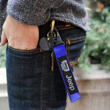 For JEEP Racing Universal Keychain Metal Key Ring Hook Strap Blue Nylon Lanyard x2