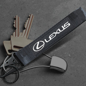 Black LEXUS Racing Keychain Metal Key Ring Hook Strap Nylon Lanyard-Universal