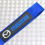 For Mazda Racing Logo Keychain Metal Key Ring Hook Blue Strap Nylon Lanyard
