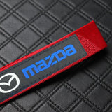 For Mazda Racing Logo Keychain Metal Key Ring Hook Red Strap Nylon Lanyard