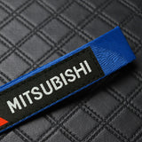 For Mitsubishi Motors Logo Keychain Metal Key Ring Hook Blue Strap Nylon Lanyard