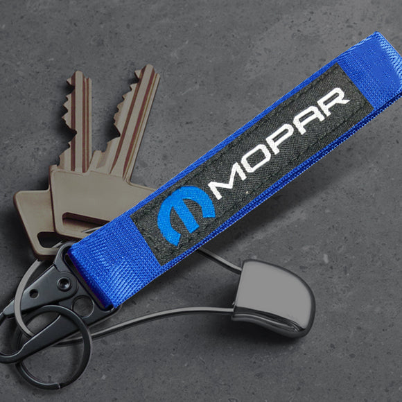 Mopar Blue Keychain with Metal Key Ring