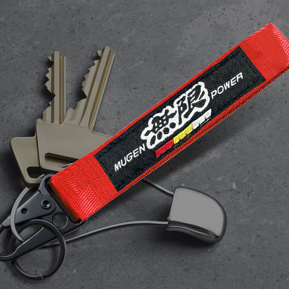Mugen Red and Black Keychain with Metal Key Ring