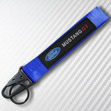 Universal Keychain Metal Key Ring Hook Nylon Strap Lanyard for Ford Mustang GT Brand New