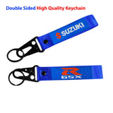 Blue SUZUKI GSX Lanyard Double Sided Backpack Key Ring Hook Strap Metal Keychain X2
