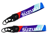 Team SUZUKI JDM Lanyard Double Sided Backpack Key Ring Hook Strap Metal Keychain X2