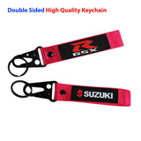SUZUKI Racing Set of Biker White Keychain Lanyard Motorcycle Strap Tag with GSX Backpack Metal Hook Key Ring