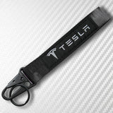Universal Keychain Metal key Ring Hook Nylon Strap Lanyard for TESLA Brand New