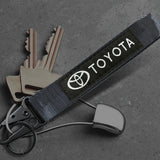 Black TOYOTA MOTORS Racing Keychain Metal Key Ring Hook Strap Nylon Lanyard-Universal