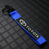 Blue TOYOTA MOTORS Racing Keychain Metal Key Ring Hook Strap Nylon Lanyard-Universal
