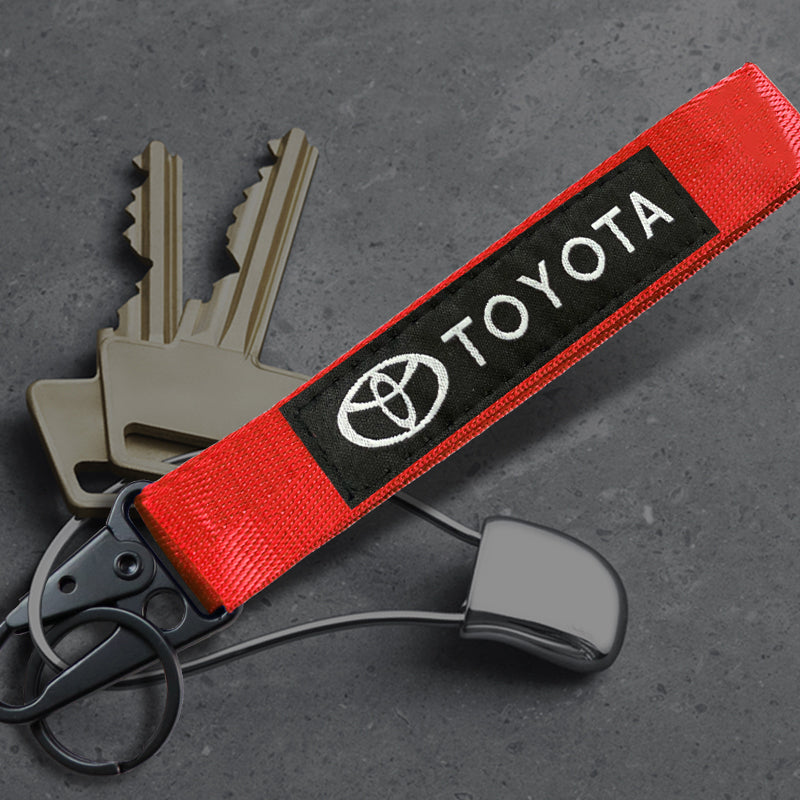 Red TOYOTA MOTORS Racing Keychain Metal Key Ring Hook Strap Nylon