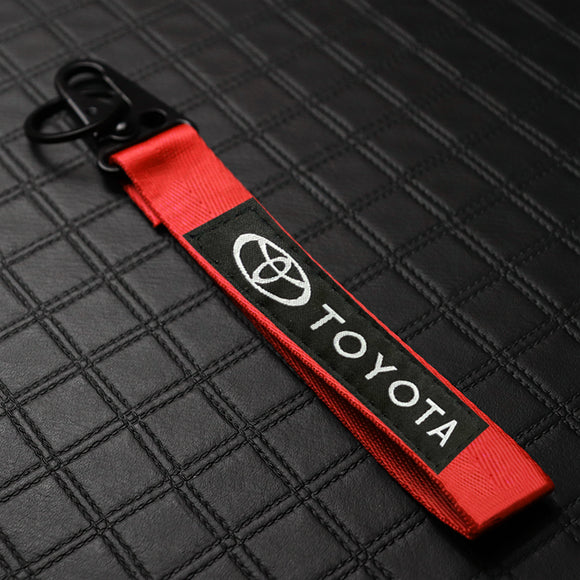 Red TOYOTA MOTORS Racing Keychain Metal Key Ring Hook Strap Nylon Lanyard-Universal