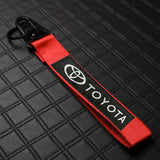 Red TOYOTA MOTORS Racing Keychain Metal Key Ring Hook Strap Nylon Lanyard-Universal