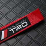 Red TOYOTA MOTORS TRD Racing Set Keychain Metal Key Ring with Steering Wheel Emblem