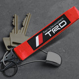 Red TOYOTA MOTORS TRD Racing Set Keychain Metal Key Ring with Steering Wheel Emblem