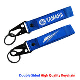 Blue Set of YAMAHA Racing Biker Keychain Lanyard Motorcycle Key chain Strap Tag