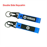 YAMAHA Racing Set of Blue/Black Biker Keychain Lanyard Motorcycle Key chain Strap Tag