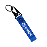 For YAMAHA JDM Blue Lanyard Nylon Bike Backpack key Ring Hook Strap Metal Keychain X2