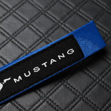 Ford Mustang Blue Keychain with Metal Key Ring