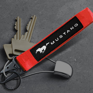 Ford Mustang Red Keychain with Metal Key Ring