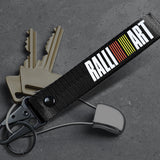 Mitsubishi Ralliart Black Keychain with Metal Key Ring