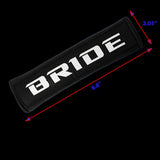 jdm BRIDE Racing Black Soft Cotton Embroidery Seat Belt Cover Shoulder Pads X2
