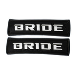 jdm BRIDE Racing Black Soft Cotton Embroidery Seat Belt Cover Shoulder Pads X2