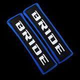 jdm BRIDE Racing Blue Soft Cotton Embroidery Seat Belt Cover Shoulder Pads X2