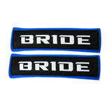jdm BRIDE Racing Blue Soft Cotton Embroidery Seat Belt Cover Shoulder Pads X2