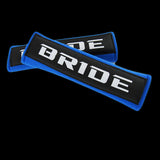 jdm BRIDE Racing Blue Soft Cotton Embroidery Seat Belt Cover Shoulder Pads X2