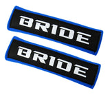jdm BRIDE Racing Blue Soft Cotton Embroidery Seat Belt Cover Shoulder Pads X2