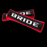 jdm BRIDE Racing Red Soft Cotton Embroidery Seat Belt Cover Shoulder Pads X2