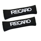 RECARO Black Embroidered Logo Seat Belt Cover X2
