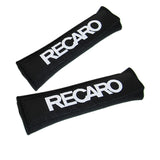 RECARO Black Embroidered Logo Seat Belt Cover X2