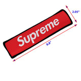Supreme3M Black Set Embroidered Logo Seat Belt Covers with Metal Pendant with Calf Leather Keychain For Honda Toyota
