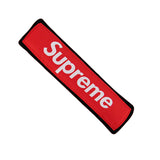 Black Supreme3M Set Embroidered Logo Seat Belt Covers with Metal Pendant with Calf Leather Keychain For Honda Toyota