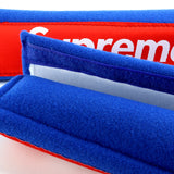 Supreme3M Set Blue Embroidered Logo Seat Belt Covers with Metal Pendant with Calf Leather Keychain For Honda Toyota