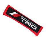 Toyota TRD Set of Carbon Fiber Look Embroidered Armrest Cushion & Soft Touch Cotton Material Seat Belt Covers New